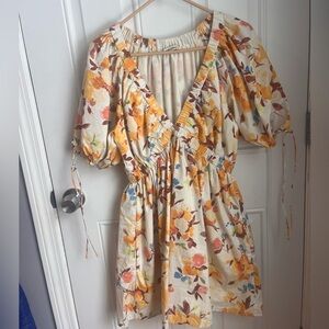 Abercrombie&Fitch floral poplin puff sleeve babydoll mini dress large spring fem